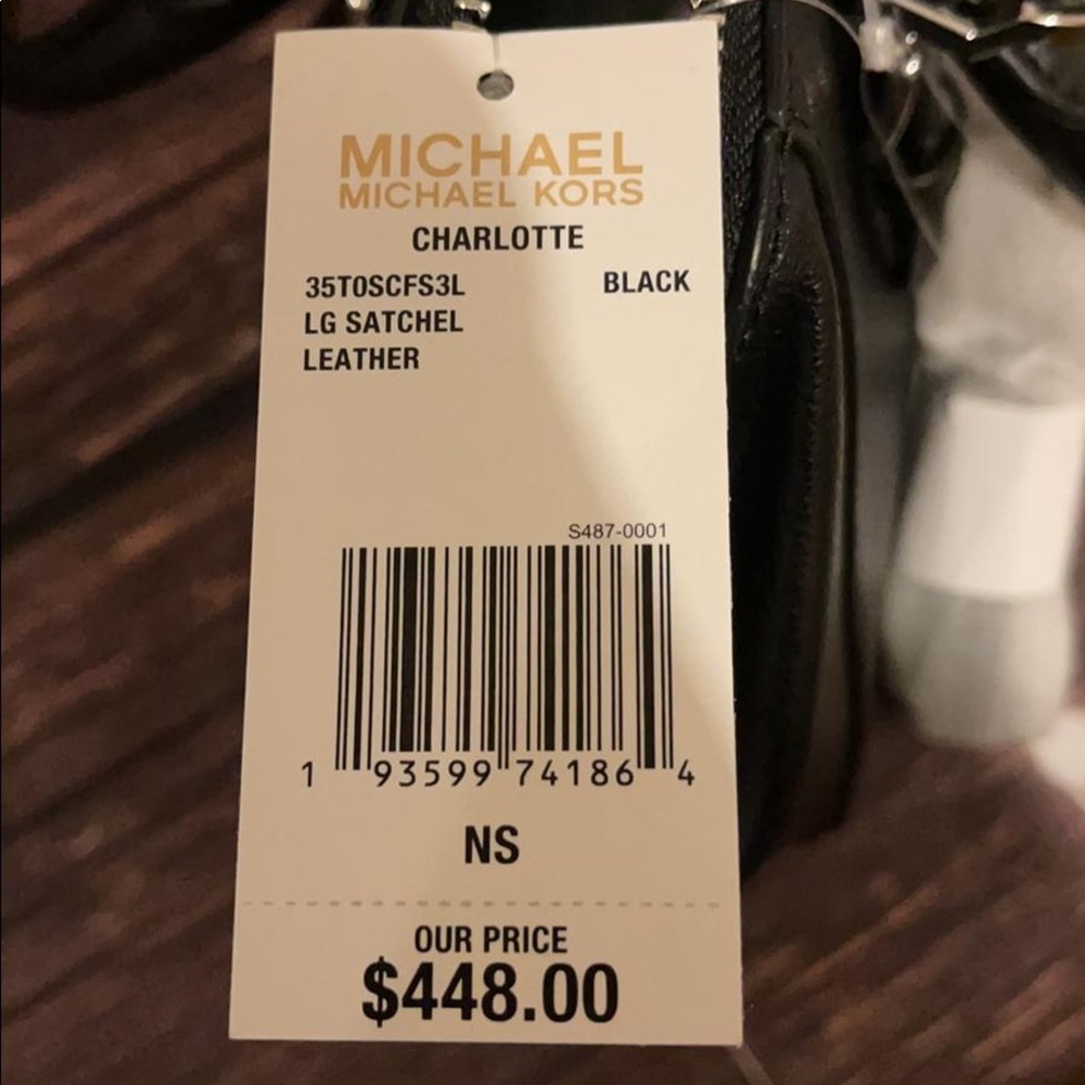 🌻MICHAEL KORS 🌻 BLACK LARGE CHARLOTTE SATCHEL - Picture 4 of 11